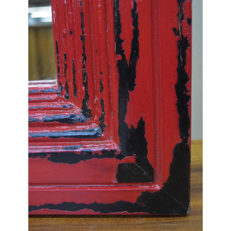 Miroir d'appoint biseauté traditionnel, Rouge / Noir