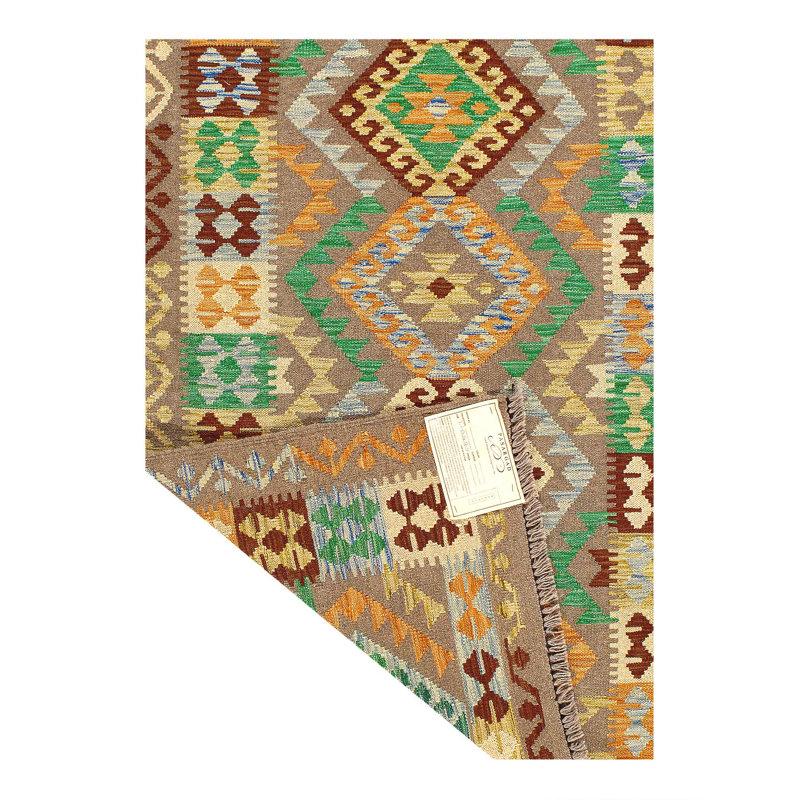 Tapis réversible en laine tissé à plat 3 pi 6 po x 5 pi Kilim