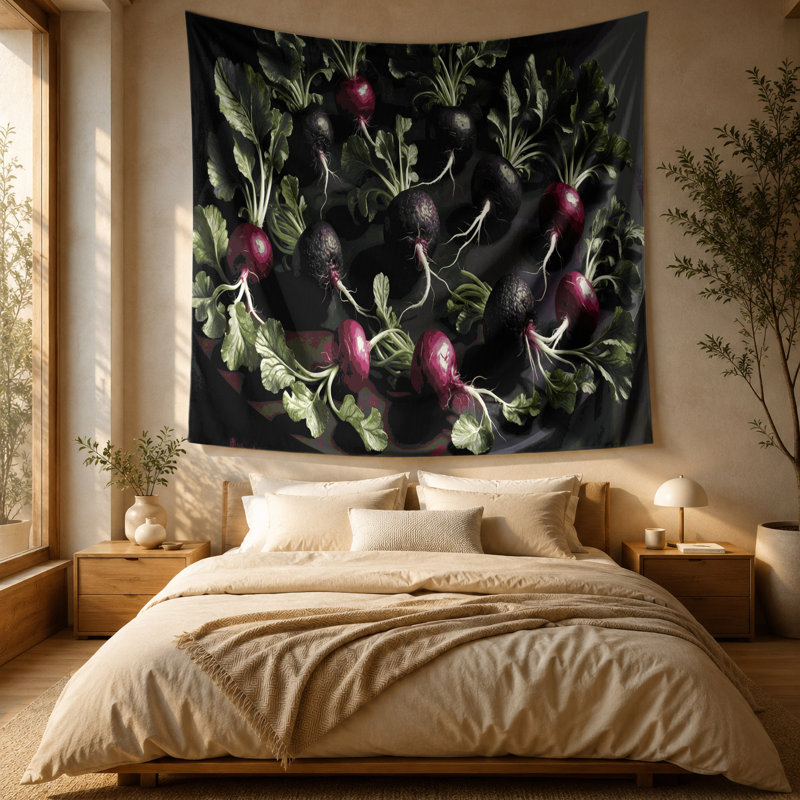 Tapisserie murale légumes et radis noirs, 88 po x 104 po