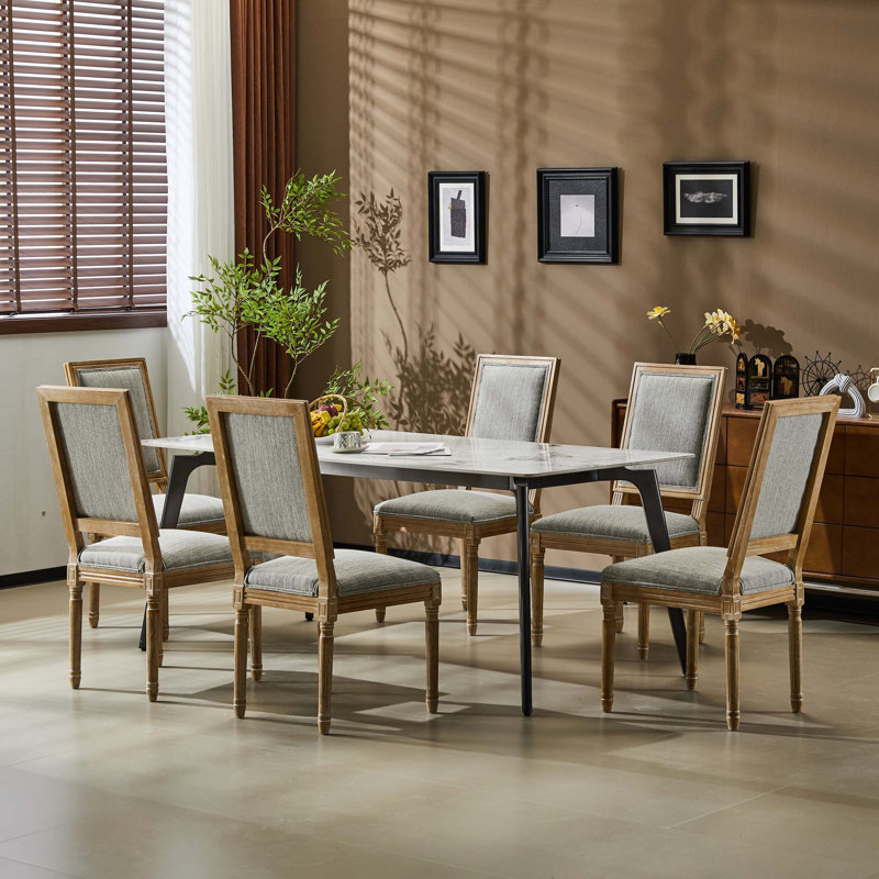 Charla Fabric Upholstered Side Chairs, Black, 4, Dark Gray