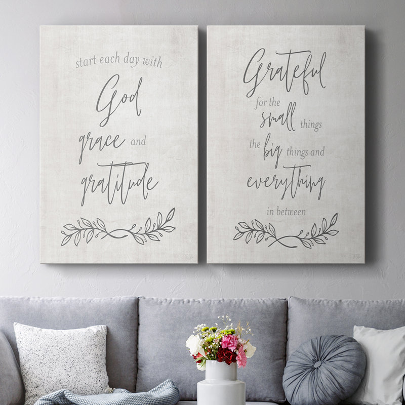 «God Grace and Gratitude» - Toile tendue avec châssis de qualité supérieure - Prêt à être accroché, H 18 po x l 24 po
