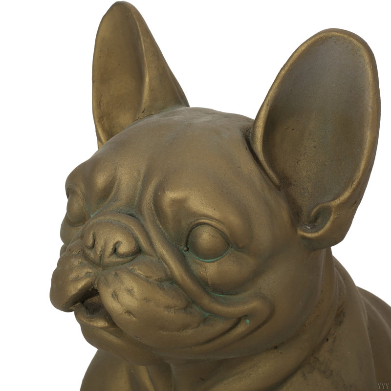 Statue de jardin bouledogue français Ohara, Doré vieilli
