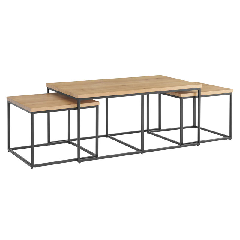Alaterre Furniture Coffee Table Set - 3PC Industrial Nesting Tables with Large Table and Side Tables