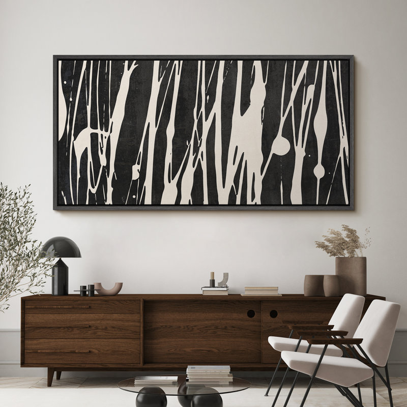 BAW, rayures zébrées abstraites en noir et blanc, impression sur toile, H 30 po x l 60 po, Noir, noir, noir, noir
