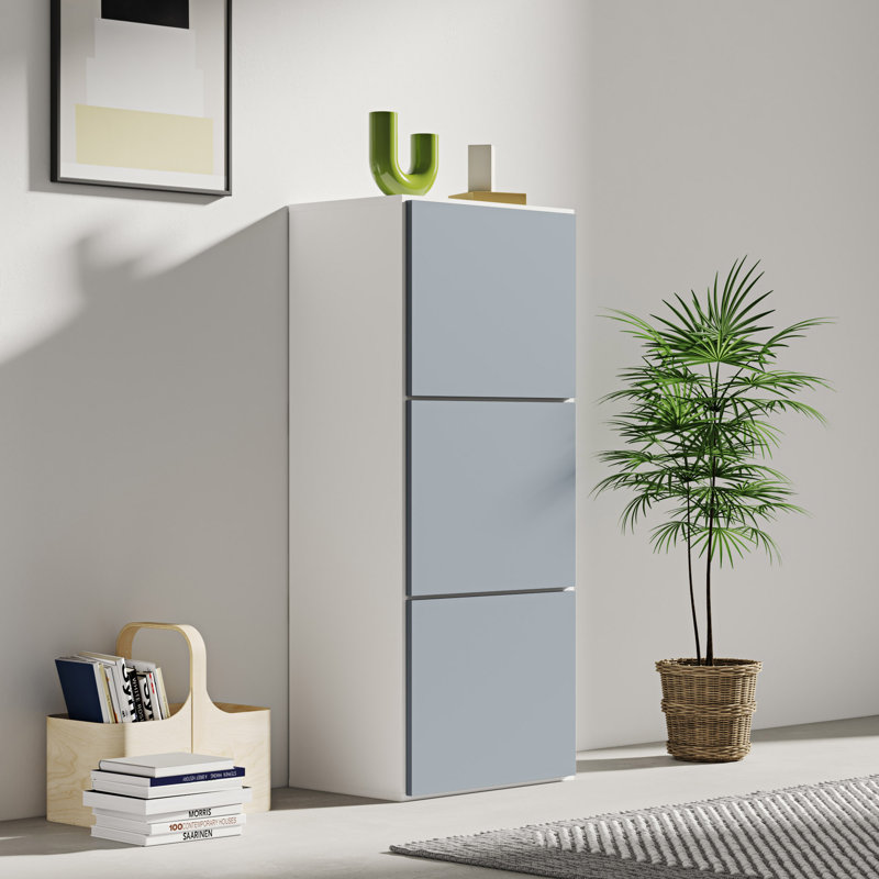 12 Pair Shoe Storage Cabinet, White/Grey