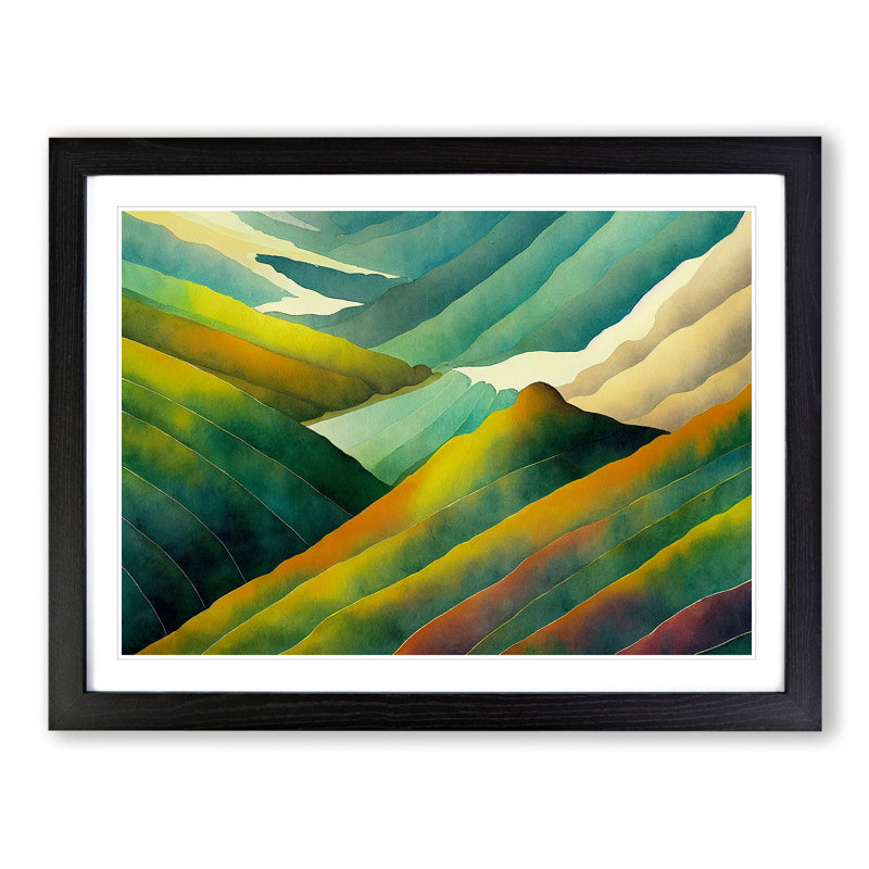 XH1022-7536X Rolling Mountain Range Vol.3 - Single Picture Frame Painting, Black , 46cm H x 64cm W x 2cm D