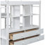 Lit mezzanine double avec deux tiroirs, tablettes de rangement et tiroirs