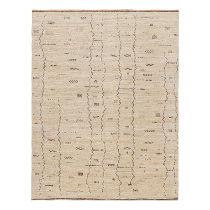 Moroccan Hand Knotted Wool Geometric Area Rug, Runner 3' x 8'