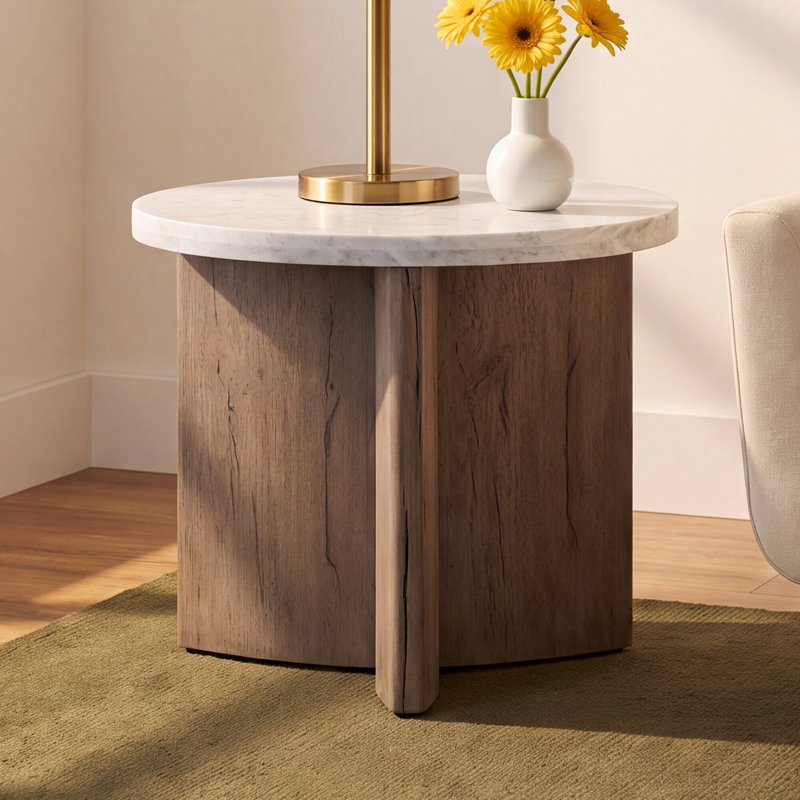 Iddo End Table, White/Rustic Gray
