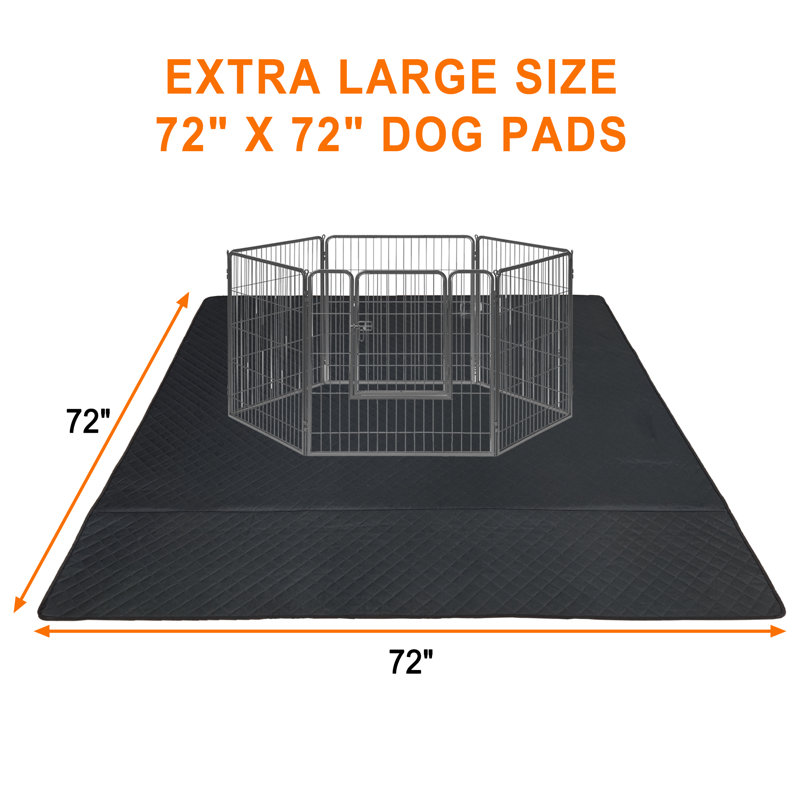 Tapis / coussin pour animal de compagnie robuste et imperméable lavable, Noir, 72 po x 72 po