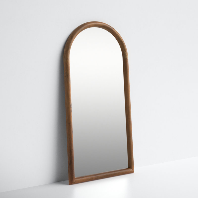 Aubria Wood Flat Floor Mirror, Smoked Acacia