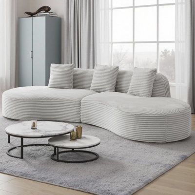 Jeenarine Boneless Curved Corduroy Upholstered Sectional Sofa with Pillows