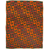 One-of-a-Kind Hand-Knotted 1960s 3'7" x 4'6" Wool Area Rug in Red/Orange/Black