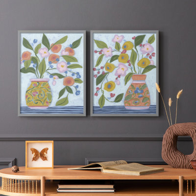 «Bouquet Vibes I», reproduction encadrée de qualité supérieure - prête à être accrochée - aucun clou requis - aucun clou requis