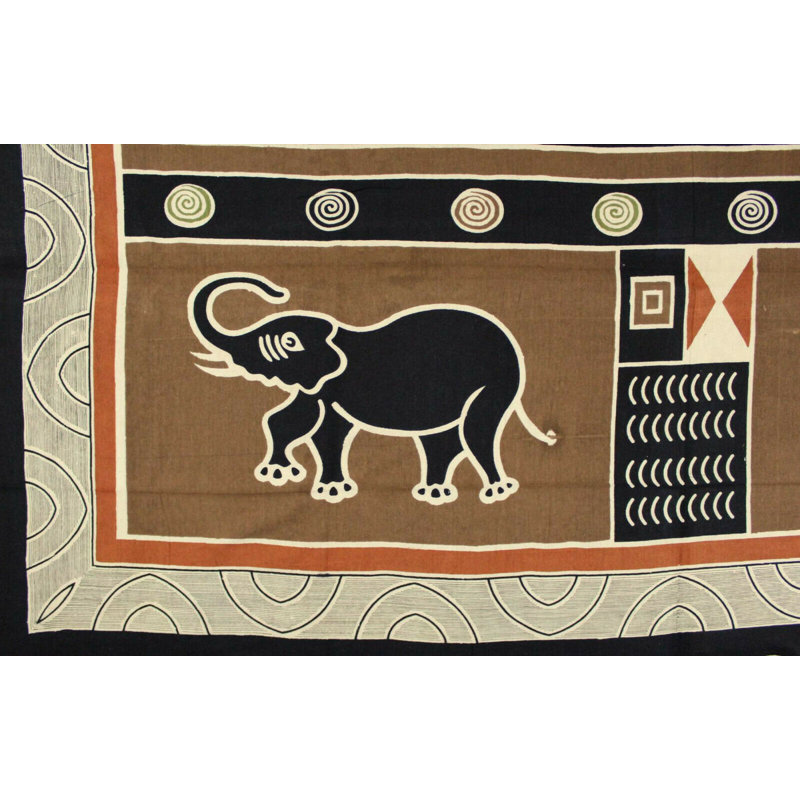 Tapisserie à imprimé en coton animal africain, Terre, l 88 po x L 106 po