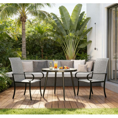 Set of 2 Stylish Rattan Dining Chairs with Armrests for Indoor and Outdoor Use