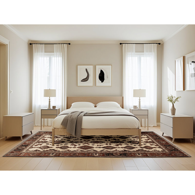 Tapis persan noir lavable à la machine, Rectangle de 5 pi x 8 pi