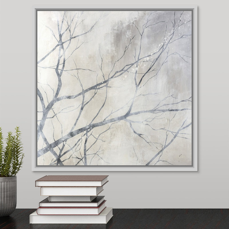 « au-delà de la fenêtre d’appui », peinture sur toile, H 17,7 po x l 17,7 po x P 1,75 po, Cadre flottant blanc