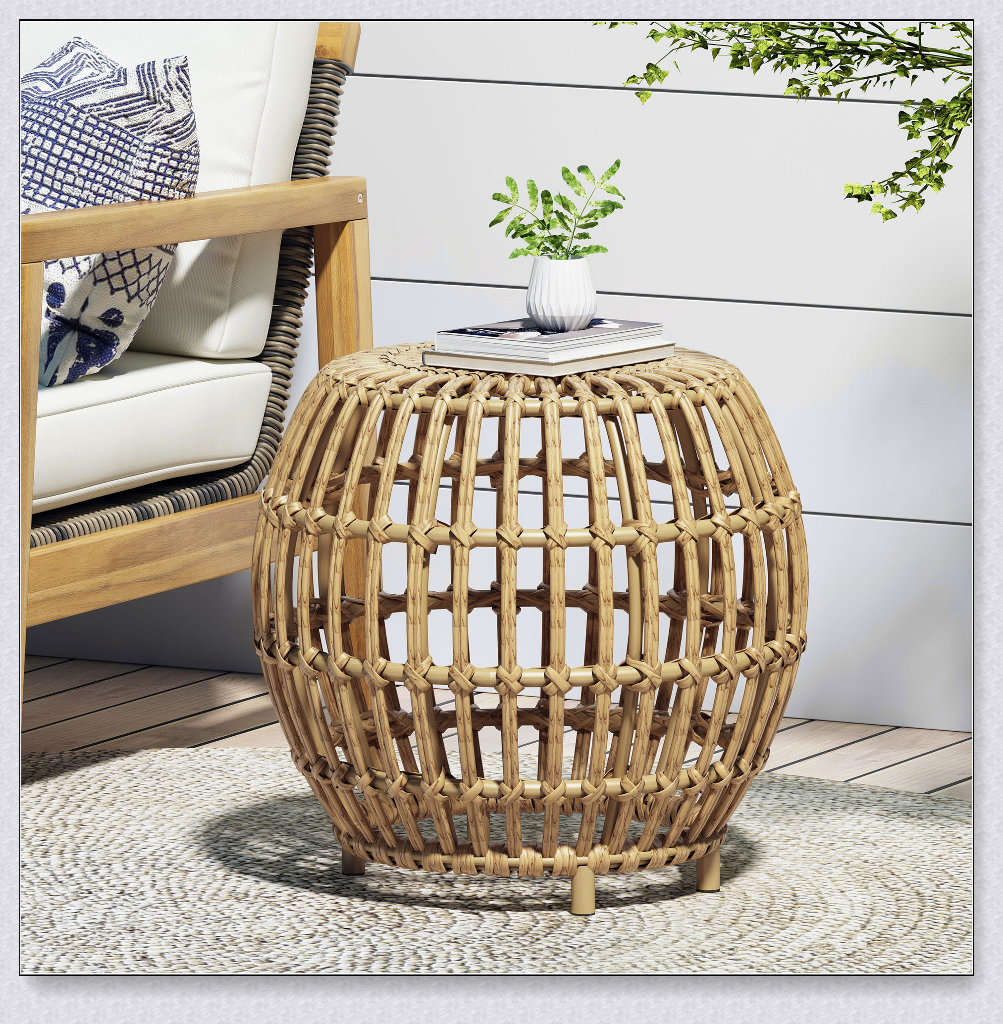Bayou Breeze SIDE TABLE HANDCRAFTED DESIGN POLYETHYLENE RATTAN | Wayfair