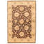 Tapis zone en laine chobi doré/brun 4 pi x 6 po main one-of-kind-noué la 2010 Allahna