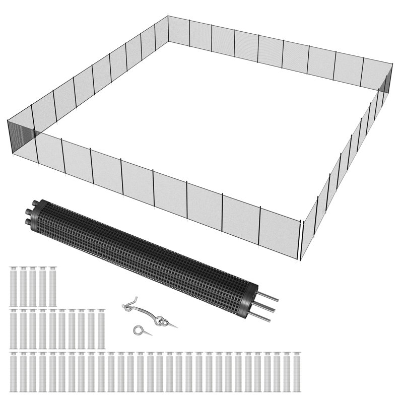 Clôture de sécurité amovible pour piscine, filet en PVC robuste avec pieds en acier inoxydable pour une installation facile, protège les enfants et les animaux de compagnie - 4 x 108 pi