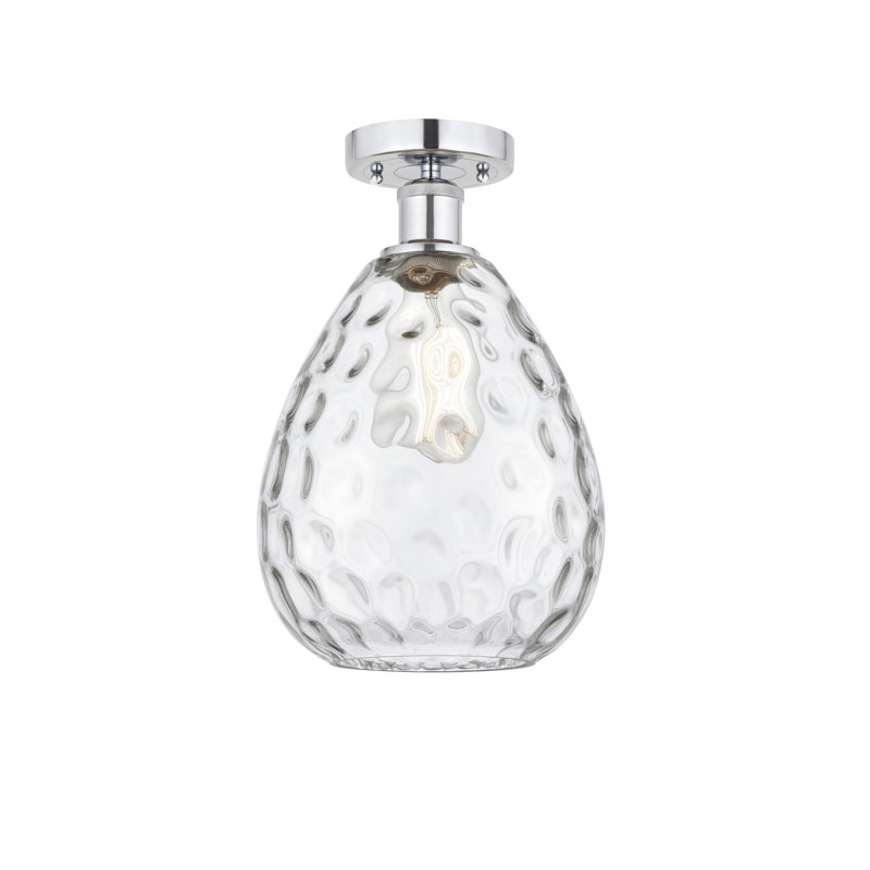 Oceanne Glass Semi Flush Mount, Polished Chrome