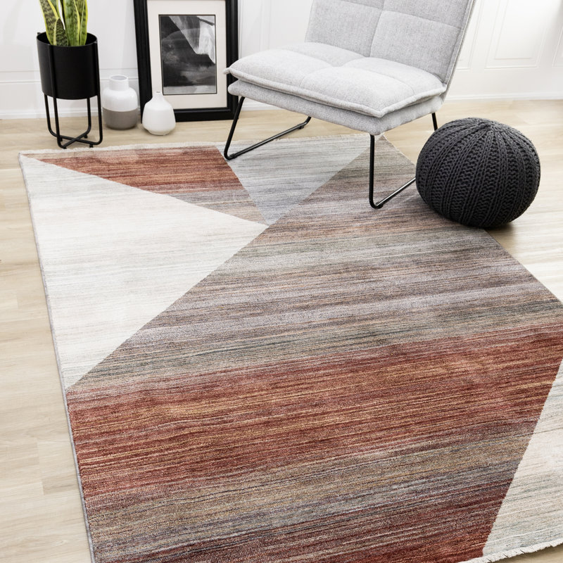 Tapis à motif géométrique antidérapant Orenda, Rectangle 7 pi 10 po x 10 pi 2 po