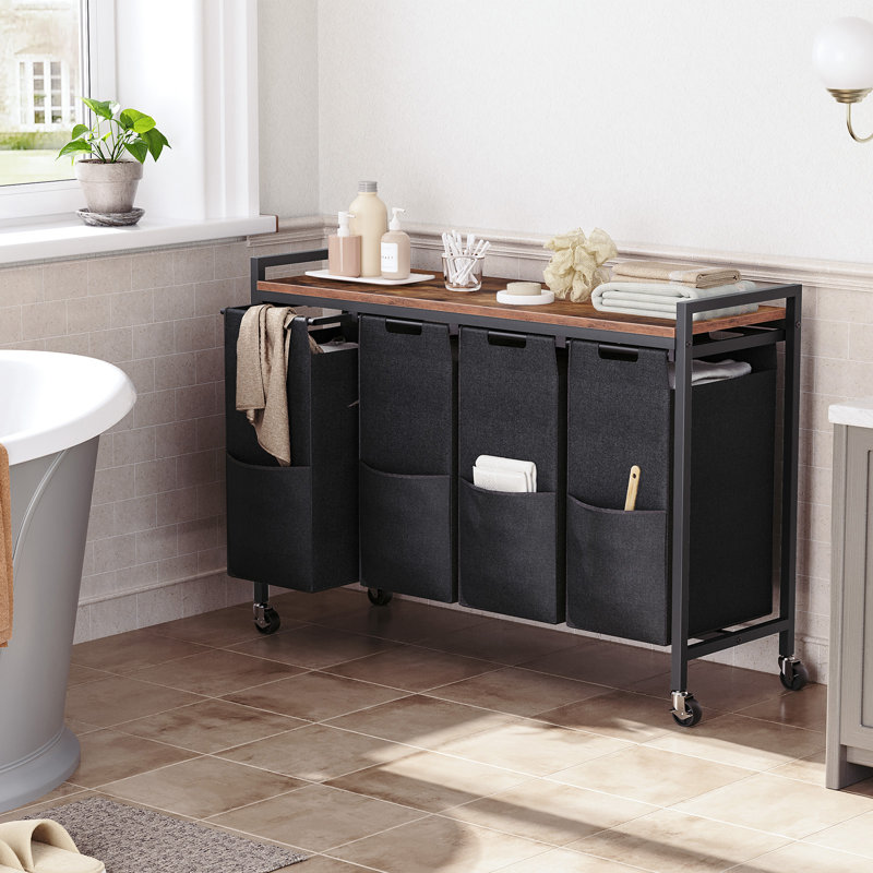 Laundry Sorter, Black/Rustic Brown