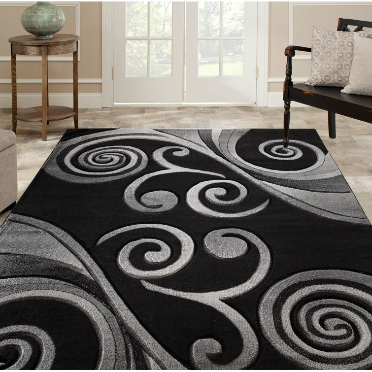 Adonia Abstract Black Area Rug