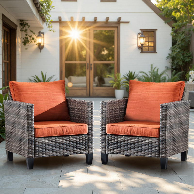 Chaise de patio avec coussin Grano, Orange