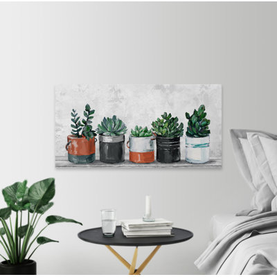 Two-Toned Succulent Holders - Wrapped Canvas Painting