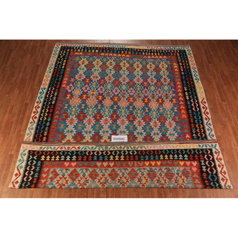 Tapis oriental kilim en laine à tissage plat 10 x 13