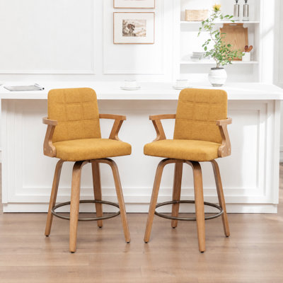 Louise Classic Farmhouse Upholstered Swivel Stools