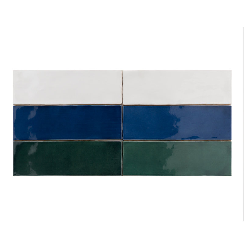 Petit carreau de mur de métro italien Zellige 2,5 po x 8 po, Vert émeraude