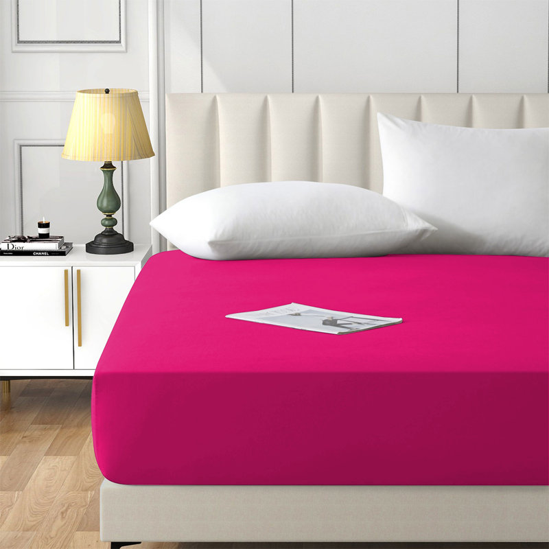 Brushed Microfiber 40cm Deep Fitted Bed Sheet, Single (3'), Pink