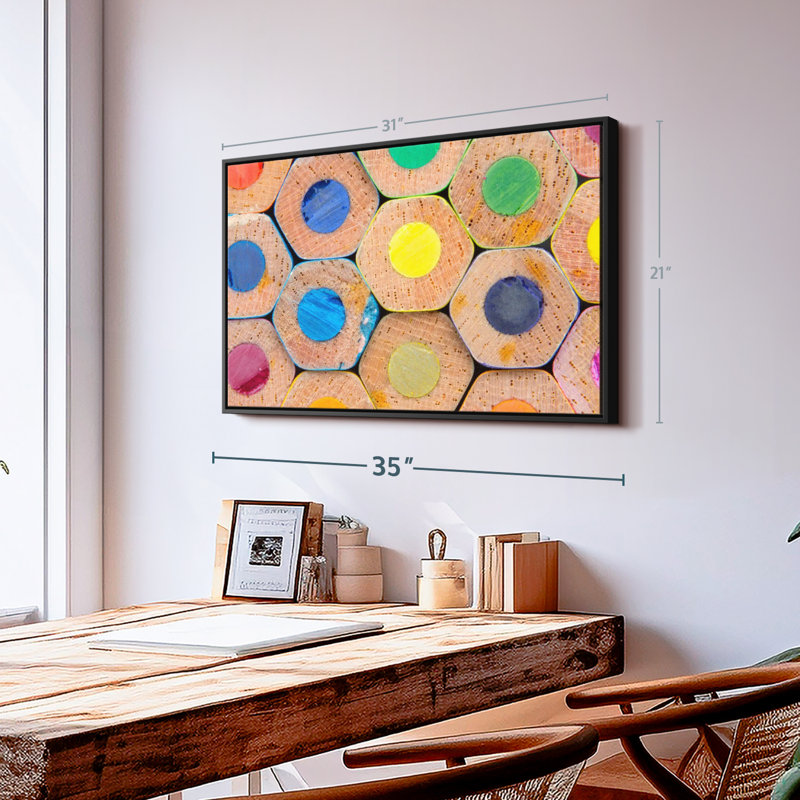 «Stacks Of Dessin Crayons, reproduction sur toile», H 21 po x l 31 po