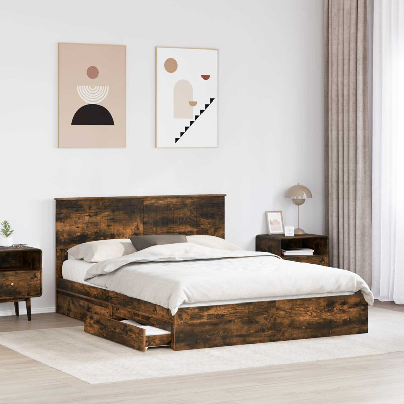 Bed, Smoked Oak, Kingsize (5')