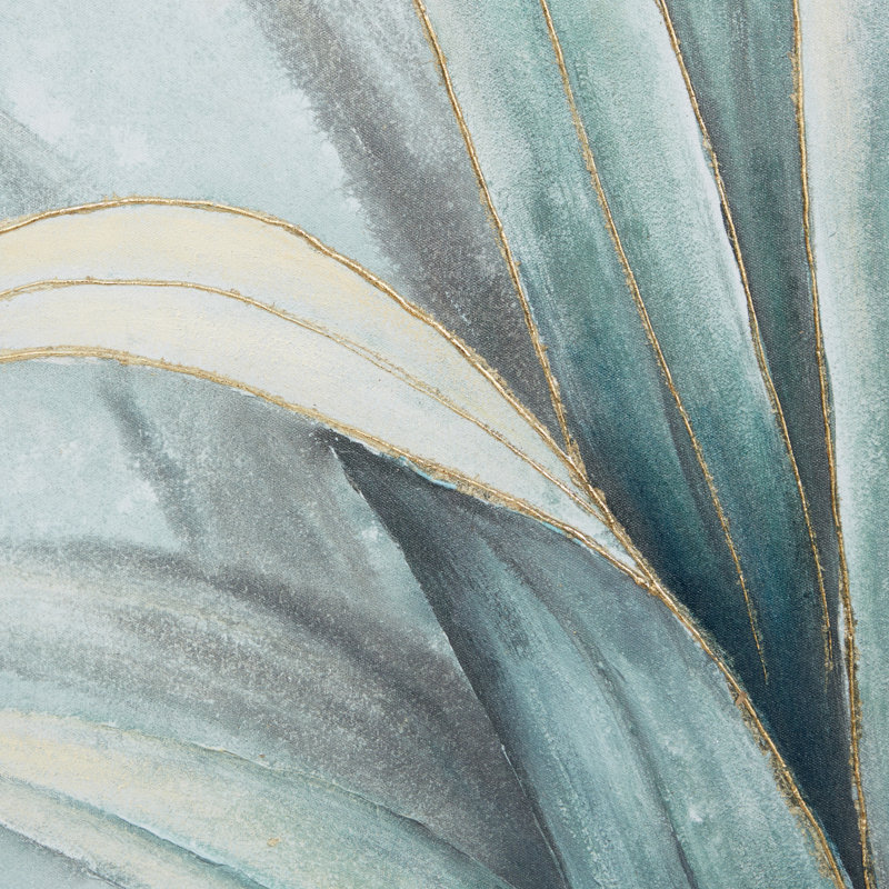 Toile, feuille d'agave, art mural vert encadré avec cadre beige