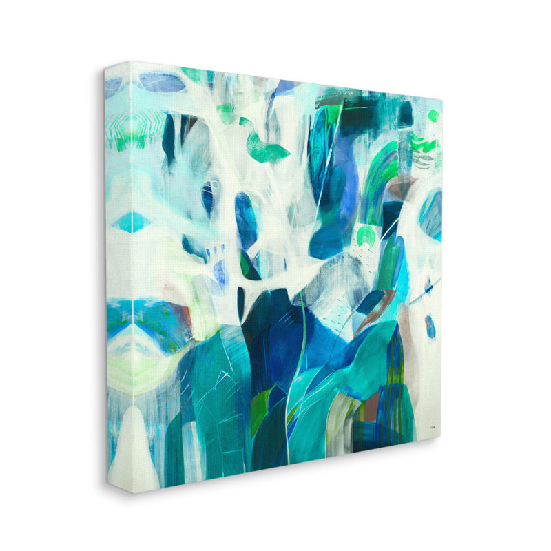 «Wavy Blue Abstract Forms», estampe numérique par Jill Martin, H 17 po x l 17 po x P 1,5 po, Toile tendue