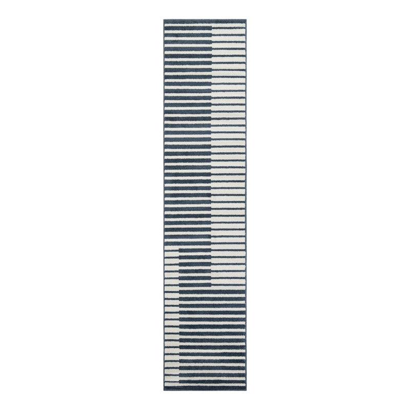 Tapis Ivy Bronx Namsen Nathanyl bleu, Tapis de couloir 2 pi 7 po x 12 pi