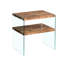 Table de bout brune, noyer, verre trempé, salon, événements, collations, livres, coffre-fort, pique-nique, décor, lisse
