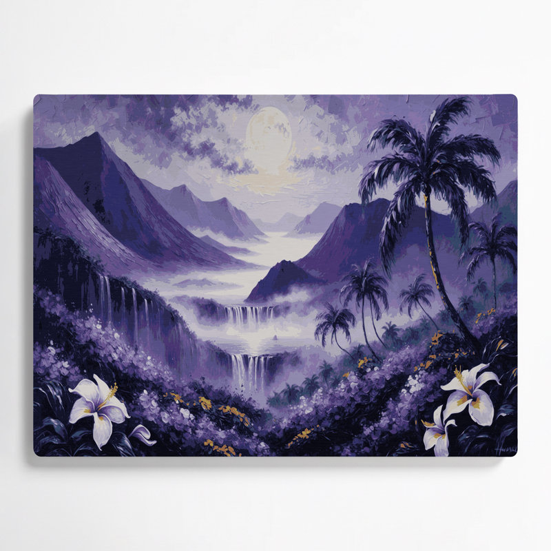 Art mural gris en métal Hawaiian Island, H 16 po x l 20 po