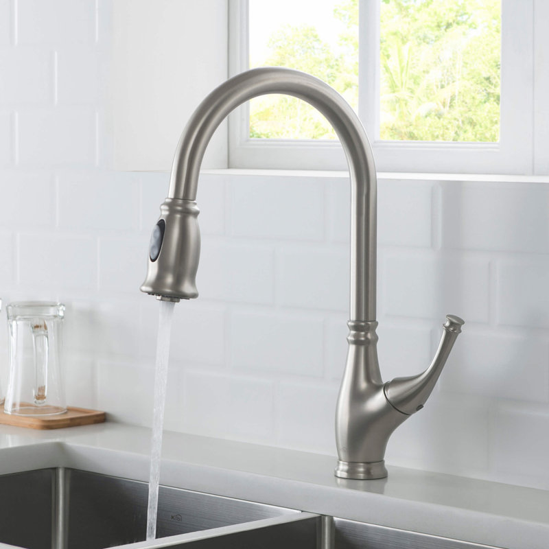 KIBI Summit Pull Down Kitchen Faucet, Brushed Nickel, Without Soap Dispenser