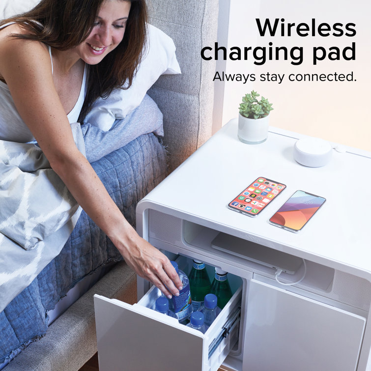 Smart Fridge Side Table Nightstand Wireless Charging USB Charger with  Lights