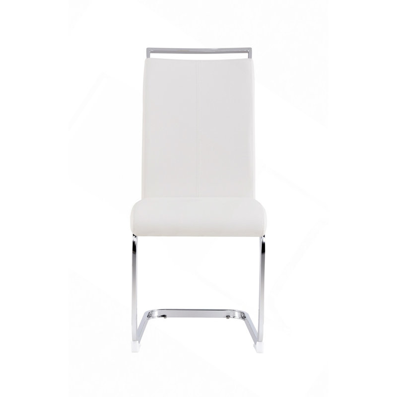 Dining Chairs,PU Faux Leather High Back Upholstered Side Chair With C-Shaped Tube Chrome Metal Legs For Dining Room Kitchen Vanity Patio Club Guest Office Chair (Set Of 4)
