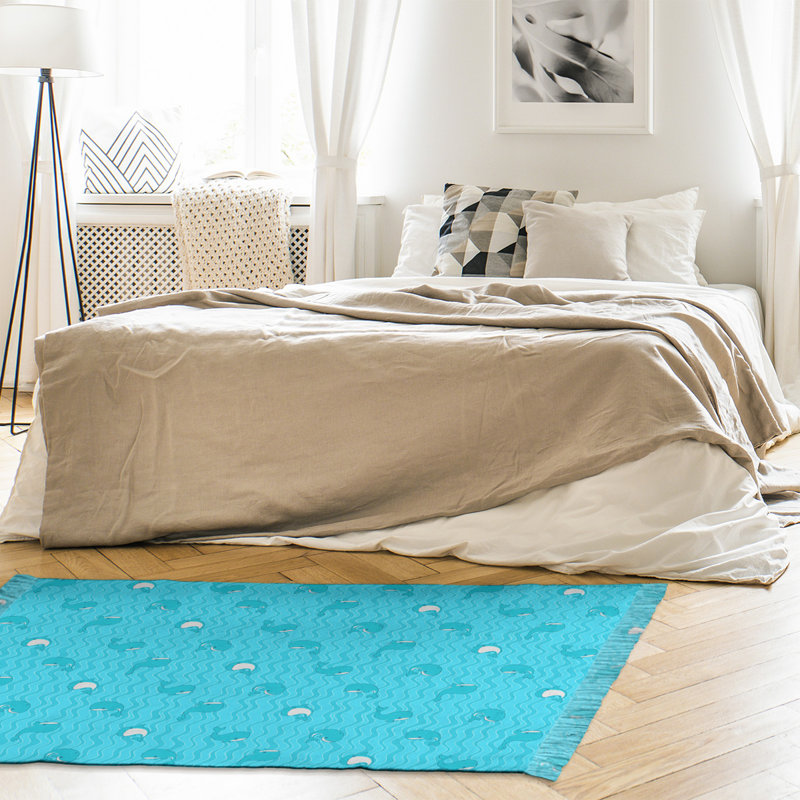 Bleu sarcelle baleines Tapis décoratif, non