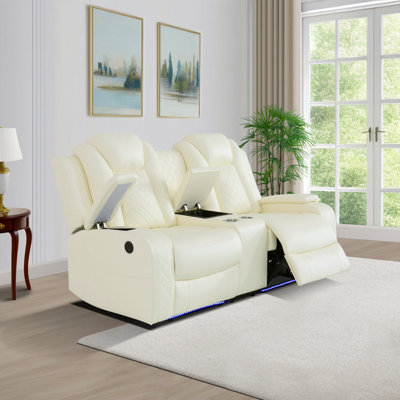 73.5" Power Recliner With Middle Console,LED Lighting Loveseat by Ivy Bronx