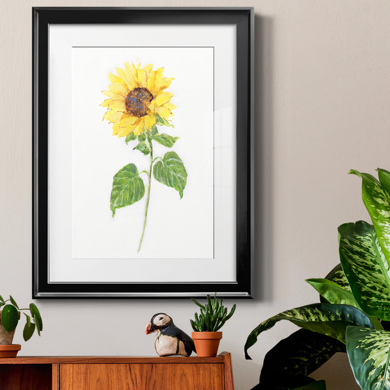 Tournesol II - imprimé, Papier avec cadre noir, H 22,5 po x l 30,5 po x P 1,5 po