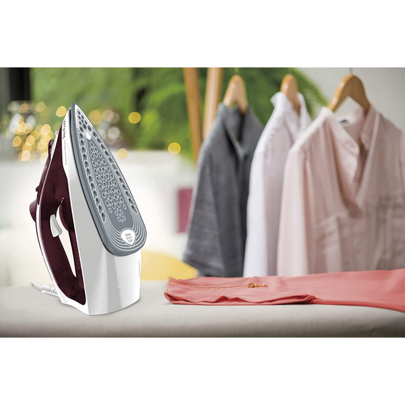 Tefal 2600W Non Stick Soleplate Iron, White/Ruby Red