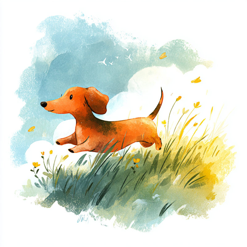 Art mural sur toile Hillside Run Dachshund, H 40 po x l 40 po